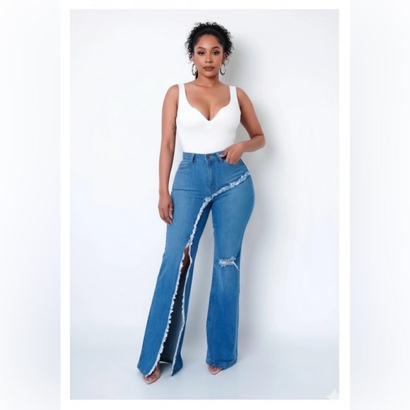Women's Flared Jeans with High Waist Bottom Pants for Comfortable Denim Style - Picture 7 of 15